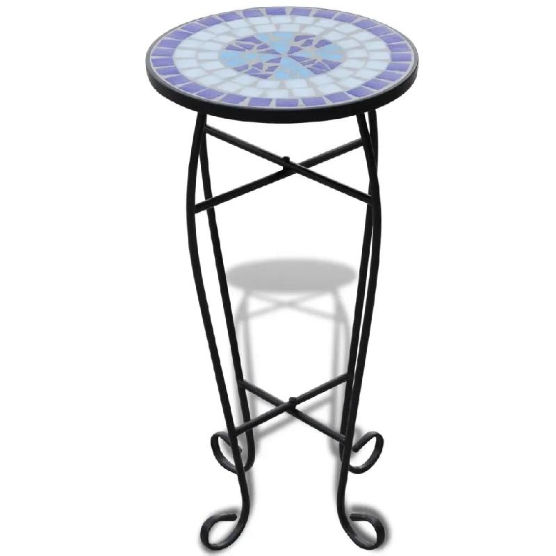 Helloshop26 - Table d'appoint mosaïque décorative jardin balcon 30 x 60 cm robuste élégante en céramique bleu 02_0045845 - bleu Bois massif 30002_0