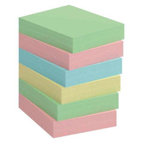 LOT DE 12 - NOTES REPOSITIONNABLES COULEURS RECYCLÉES BRUNEAU 40 X 50 MM - BLOC DE 100 FEUILLES