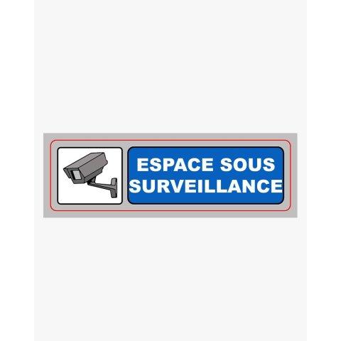 LOT DE 3 - PLAQUE SIGNALISATION VISO SIGN PVC AUTO-ADHESIVE ESPACE SOUS SURVEILLANCE 17X5CM