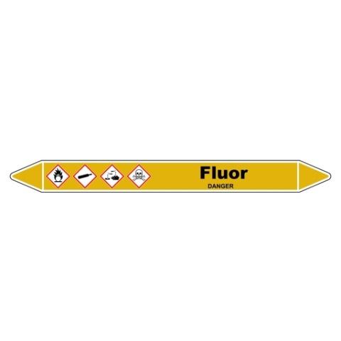 LOT DE 5 - MARQUEUR TUYAUTERIE - FLUOR VINYLE LAMINÉ - NFX 08-105 450 X 52 MM