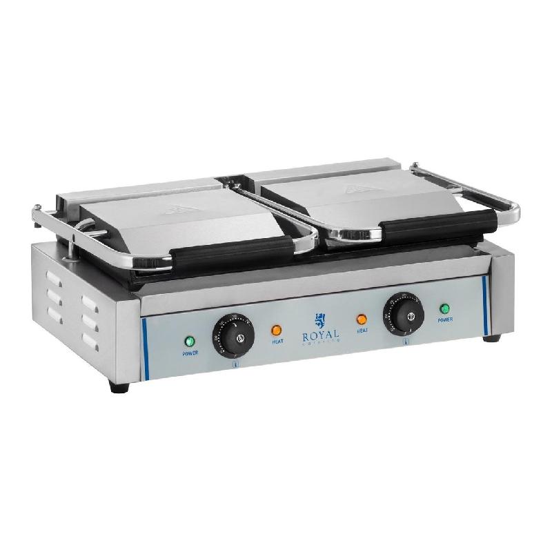 MACHINE À PANINI FONTE D\'ACIER ÉMAILLÉE LISSE 2 X 1800 WATTS ACIER INOXYDABLE 14_0002322_0