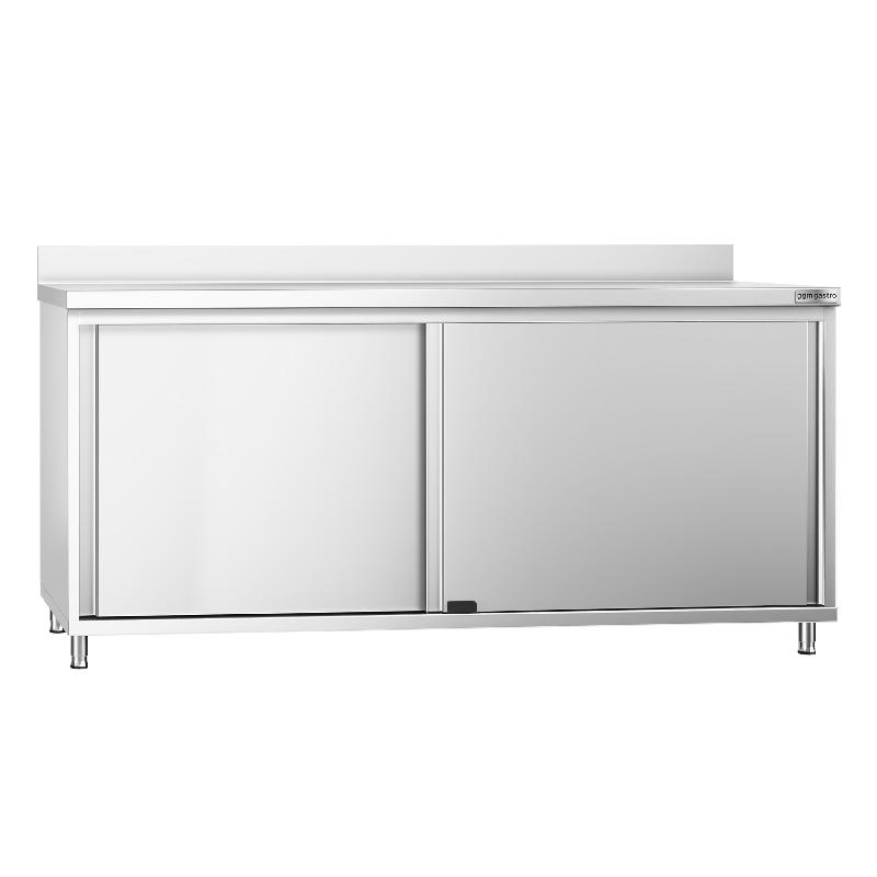 Meuble bas inox adossée P 700 mm avec portes -_0