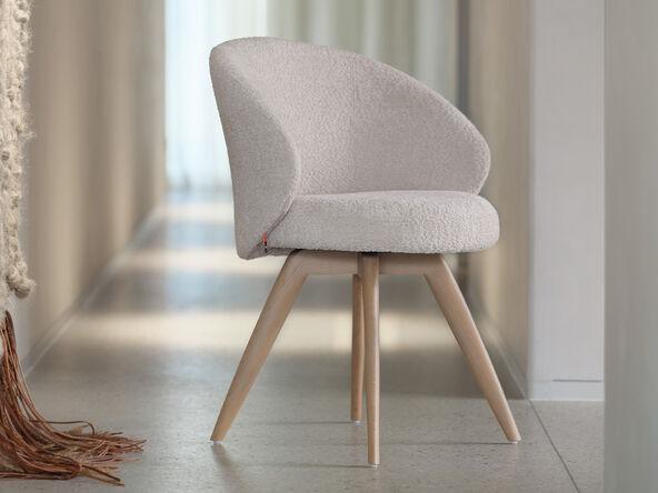 Fauteuil en tissu bouclé avec pieds en bois de chêne Neo Mobitec_0