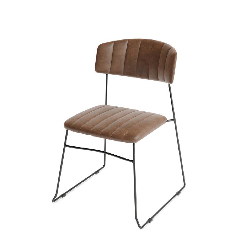 Mundo - Chaise empilable en simili cuir cognac_0