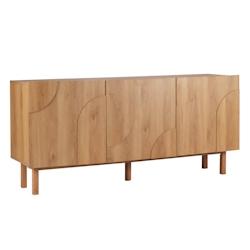 Oviala Business Buffet 3 portes en mélaminé 160 cm effet bois - Oviala - marron Bois massif 112104_0