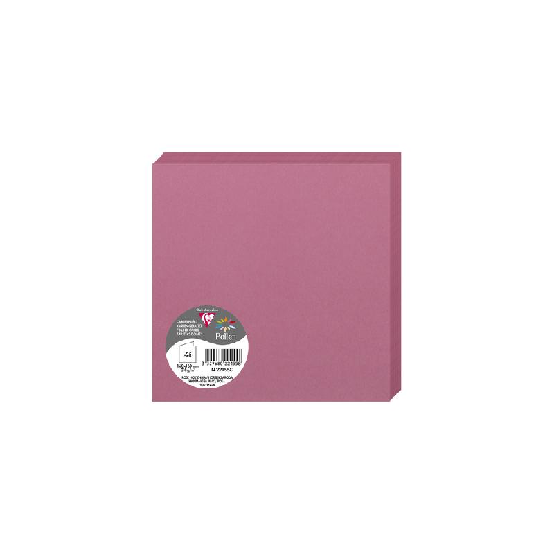 PAQUET DE 25 CARTES PLIÉES POLLEN 160X160MM 210G/M2 - ROSE HORTENSIA - LOT DE 2