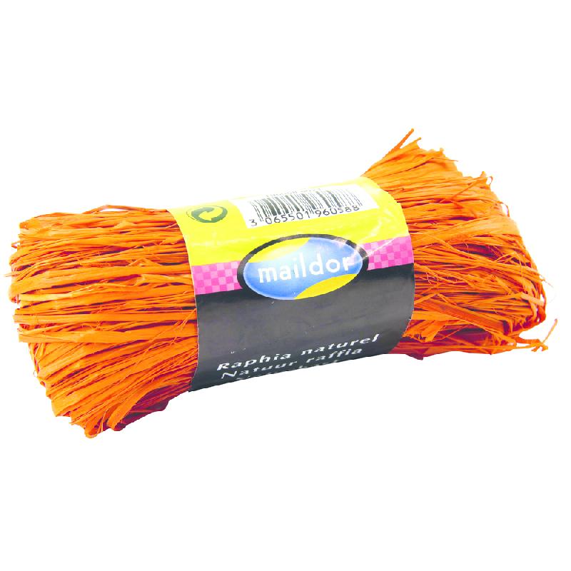PELOTE RAPHIA NATUREL 50G, ORANGE - ORANGE - LOT DE 16