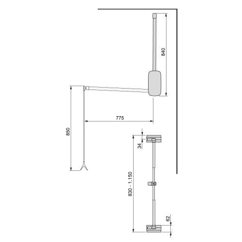 PENDERIE ESCAMOTABLE POUR ARMOIRE - 830-1150 MM - CHROMÉ - SLING EMUCA