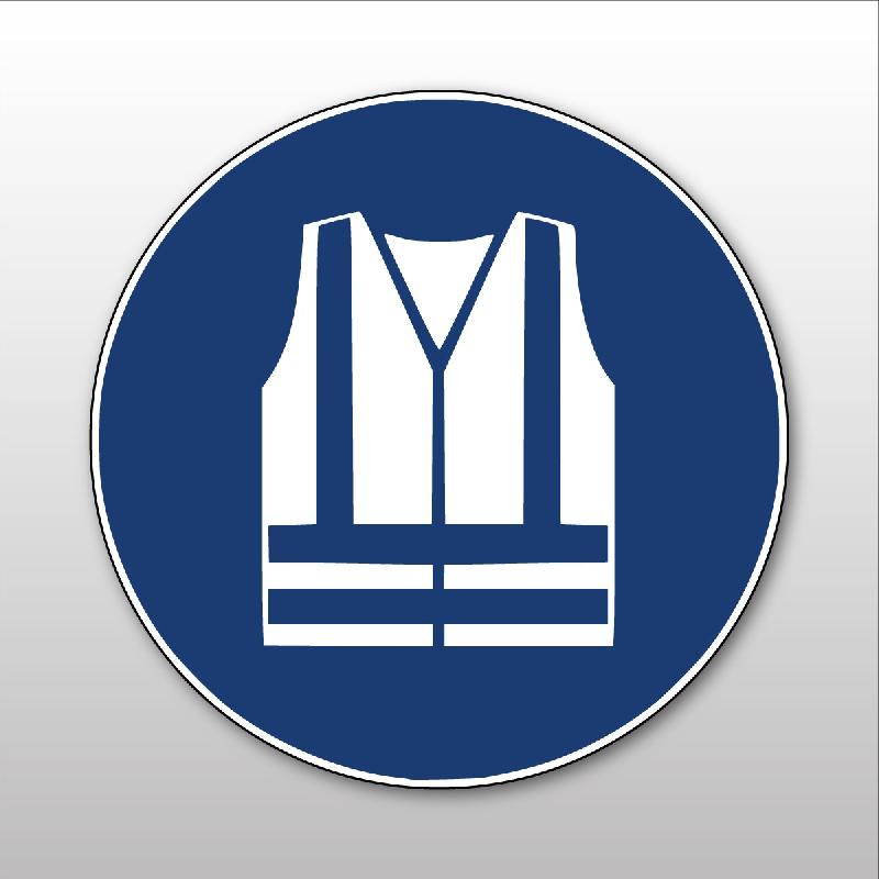 PICTOGRAMME - GILET HAUTE VISIBILITÉ OBLIGATOIRE - M015 - ISO 7010  - 100 MM - VINYLE SOUPLE AUTOCOLLANT - LOT DE 5