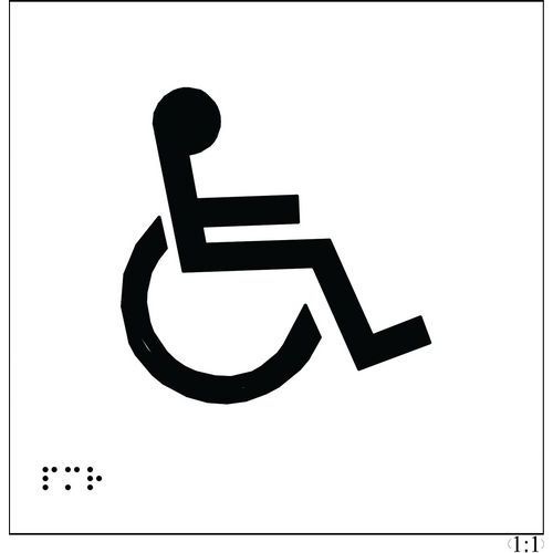 PLAQUES EN RELIEF ET BRAILLE WC HANDICAPÉS 150X150MM BLANC