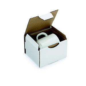RAJA Boîte d'expédition blanche en carton simple cannelure - L.Int. 12 x l.10 x H.8 cm - Lot de 50_0