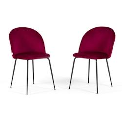 RATTATAN Lot de 2 chaises en velours avec pieds en métal, design élégant pour cuisine, salle à manger, bar ou restaurant – Sara – Amarena/Gris_0