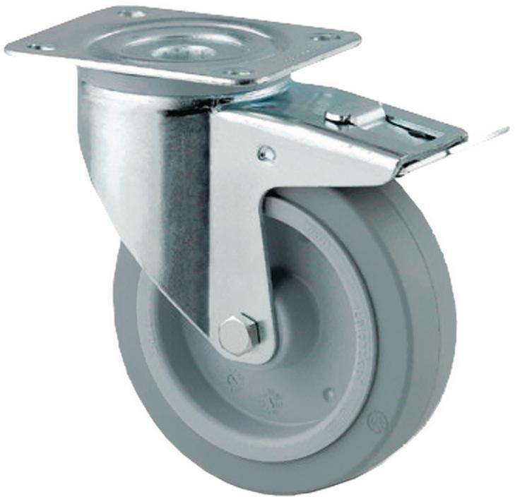 ROULETTE PIVOTANTE À PLATINE ET FREIN - FORCE 150 À 400 KG, Ø : 160 MM - MANUTAN COLLECTIVITÉS