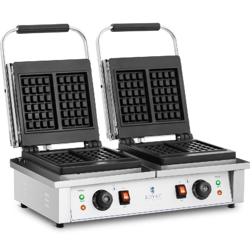 Royal Catering - Royal Catering RC-WM201 Gaufrier Double Rectangulaire Belge Traditionnel (Dimensions des plaques : 170 x 100 mm, Puissance : 2 x 2 -_0