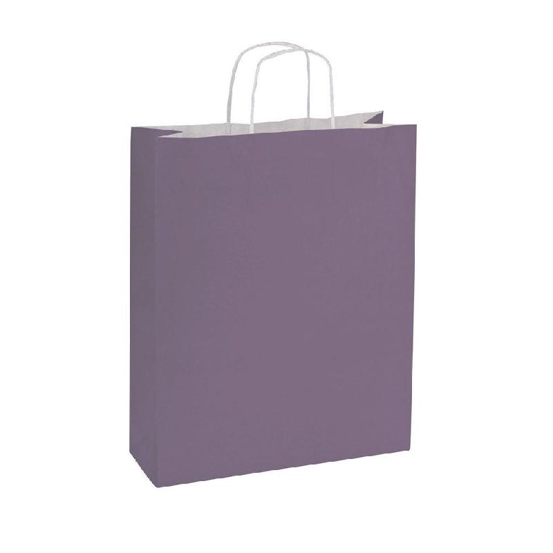 Sac kraft violet poignées torsadées 14x21+8,5cm - par 50 - papier kraft avec soufflet latéral et fond_0
