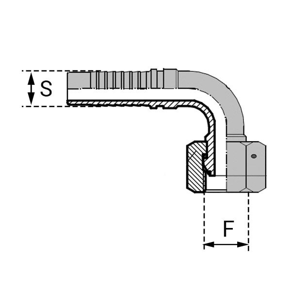 Série cylindrique BSPP DKOR - Cône 60° - Filetage Withworth - Femelle - 90° (DKOR90) - 8 , 1/2