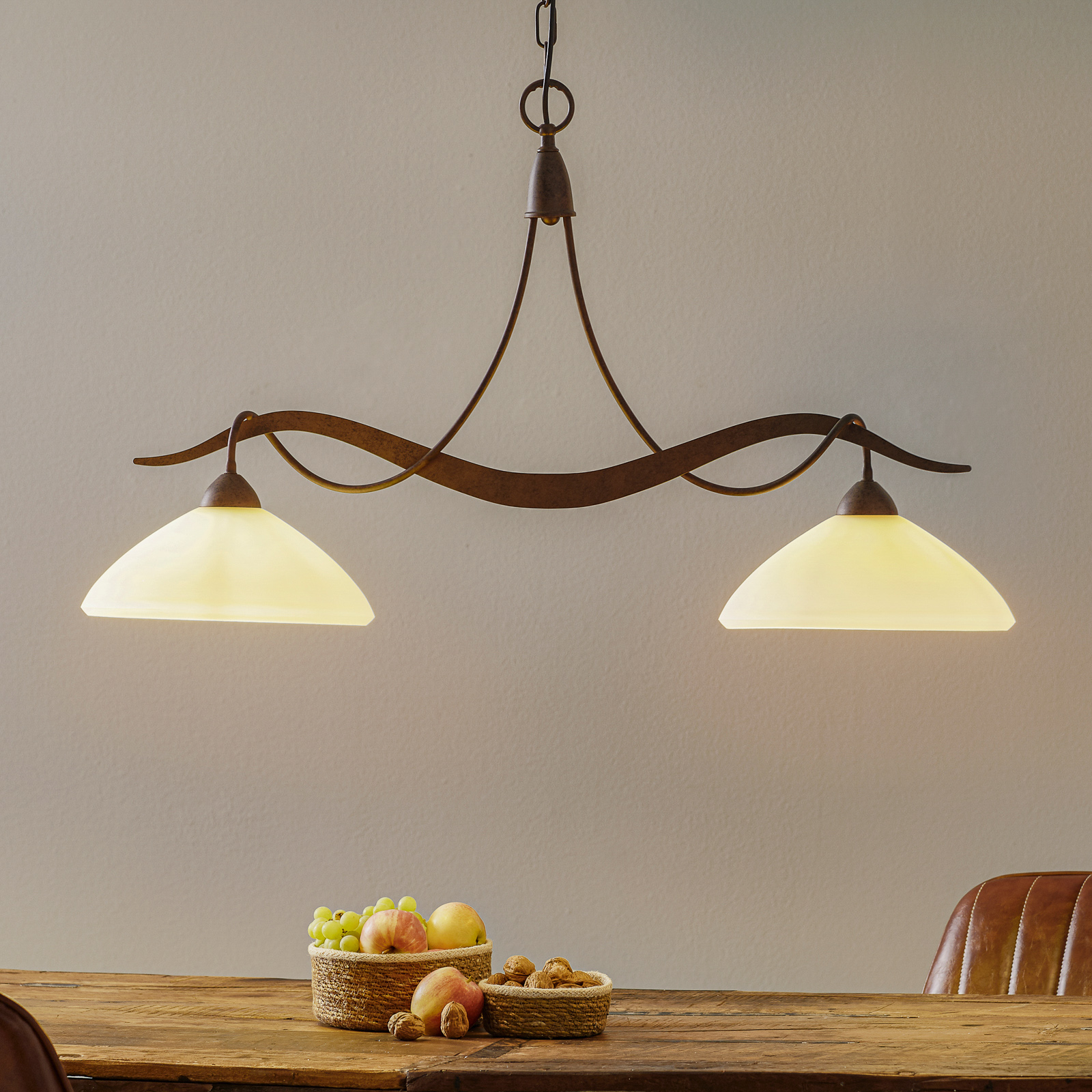 SUSPENSION SAMUELE À 2 LAMPES, CRÈME