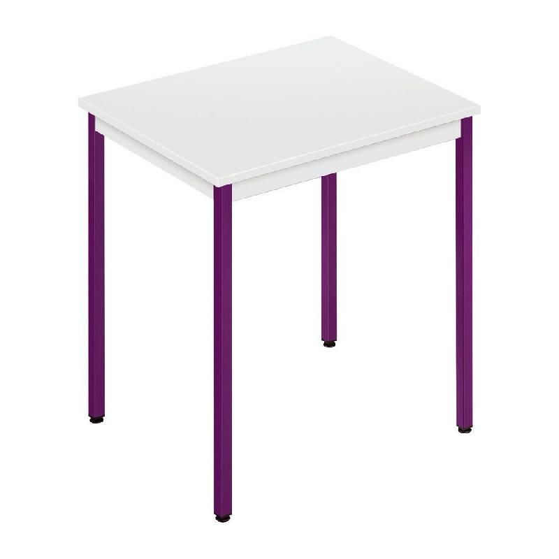 TABLE POLYVALENTE DROIT - L. 70 X P. 60 CM - PLATEAU GRIS - PIEDS PRUNE