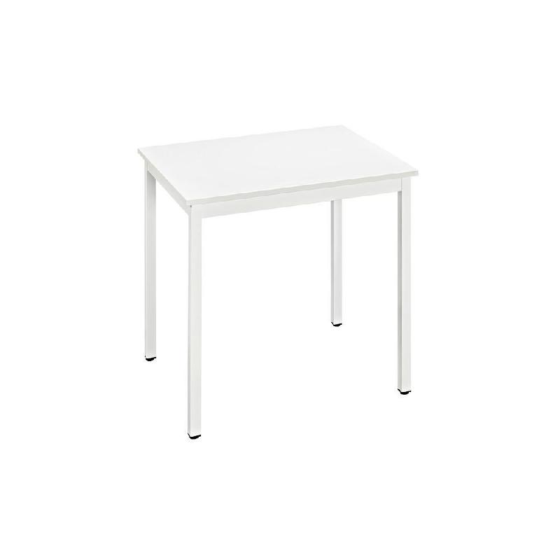 TABLE POLYVALENTE RECTANGLE - L. 70 X P. 60 CM - PLATEAU BLANC - PIEDS BLANCS