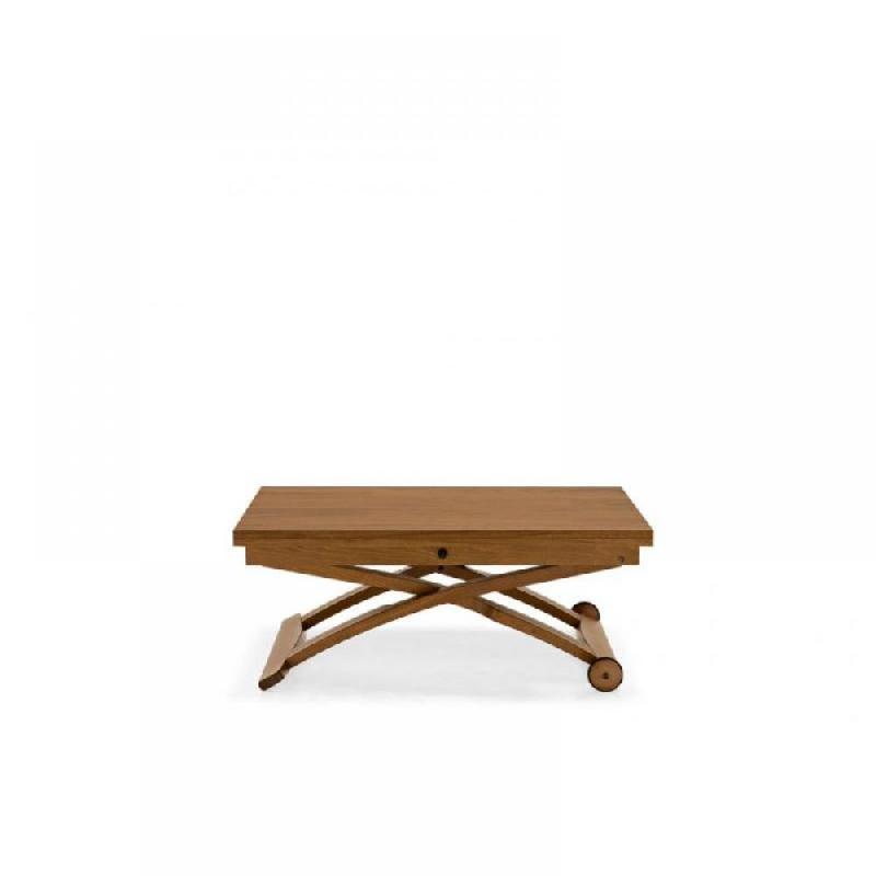 Table basse relevable extensible Mascotte - coloris noyer, plateau MDF plaqué chêne, design élégant_0
