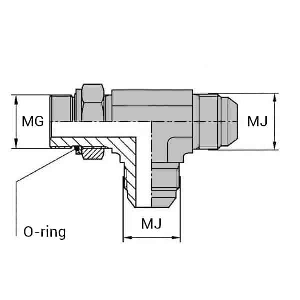 Tés - Orientable renversé mâle JIC x mâle gaz cylindrique - 7/8' , 22.22 , 3/4' , 26.44_0