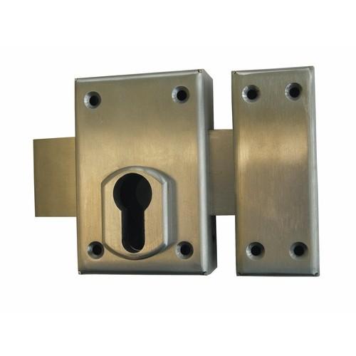 VERROU EN APPLIQUE - INOX - POUR CYLINDRE EUROPÉEN DEVISMES