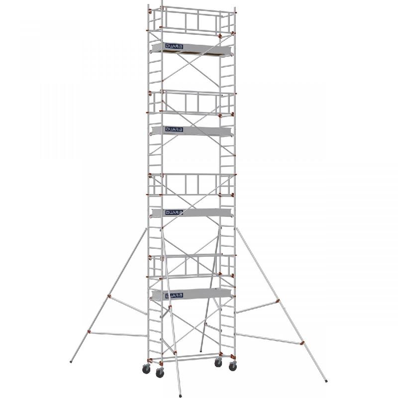 Échafaudage roulant aluminium AL 205 version base pliante - Hauteur de travail : 9,90 m - DUARIB - 613728_0