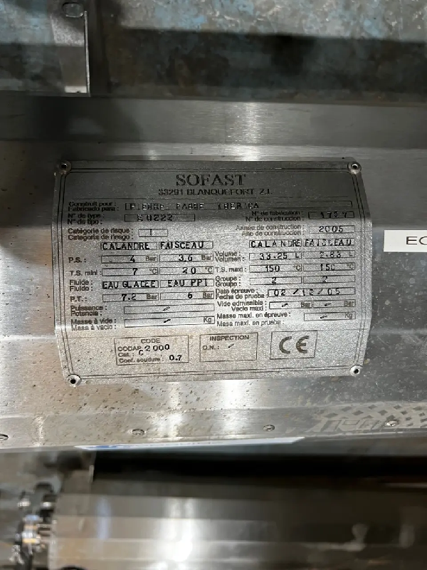 Échangeur tubulaire isolé thermiquement inox SOFAST 1.5 m2 d'occasion - référence : C7809_0