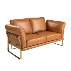 AC ANGEL CERDA Angel Cerdá Canapé 2 places en cuir camel 6229C 160 x 90 x 84 - marron Bois massif 8435631035237_0