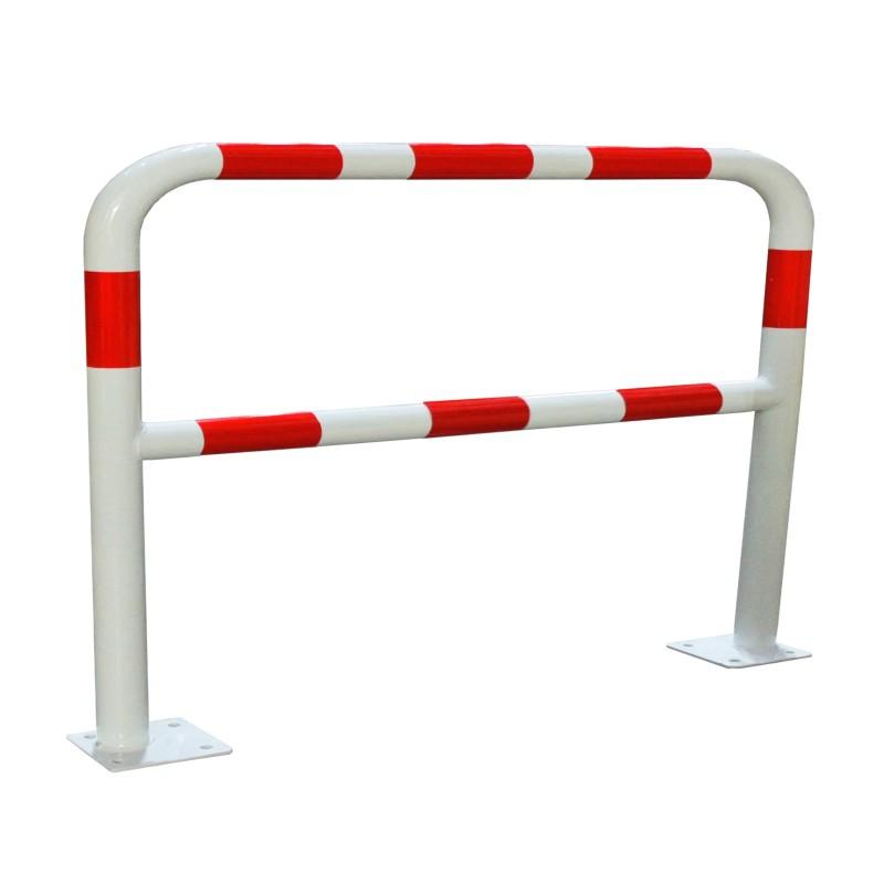 Barrière de protection diamètre 60 mm à platine en acier - Rouge / Blanc / 2000_0