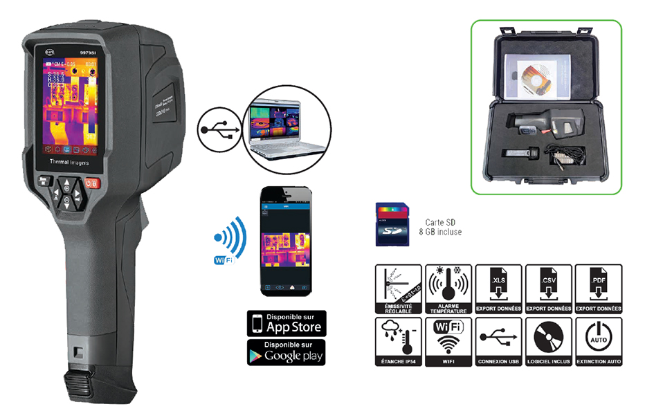 Caméra thermique IR-16 - 160x120 pixels - Photo/Vidéo/Datas - USB/PC/Wifi - 9879SI_1