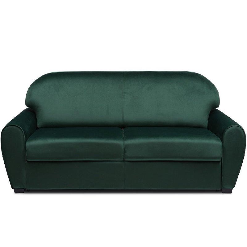 CANAPÉ CONVERTIBLE CLUB NEWTON EXPRESS VELOURS VERT SOMMIER LATTES 140 MATELAS 16CM SILVERCARE_0