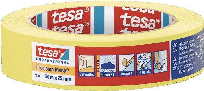 Crêpe de précision 4334 lisse jaune longueur 50 m largeur 25 mm rouleau TESA_0