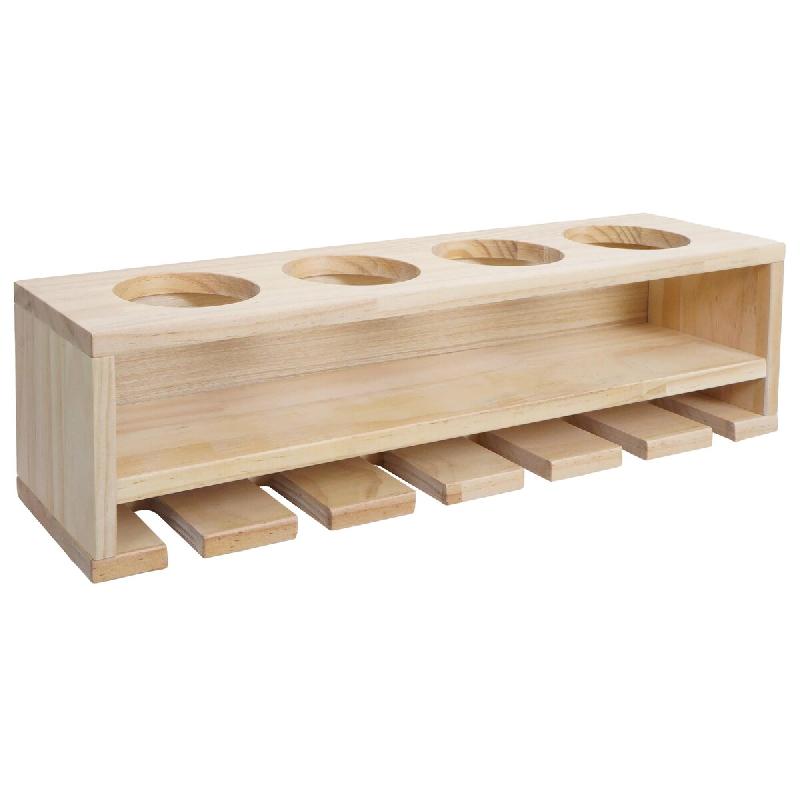 Décoshop26 - Etagère murale design moderne pour 4 bouteilles et 6 verres 12 x 48 x 12 cm en bois clair 04_0009089 - verre 3000267310949_0
