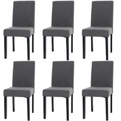 Décoshop26 - Lot de 6 chaises de salle à manger dossier haut en tissu velours côtelé gris foncé pieds foncés 04_0007642 - gris 3000262214433_0