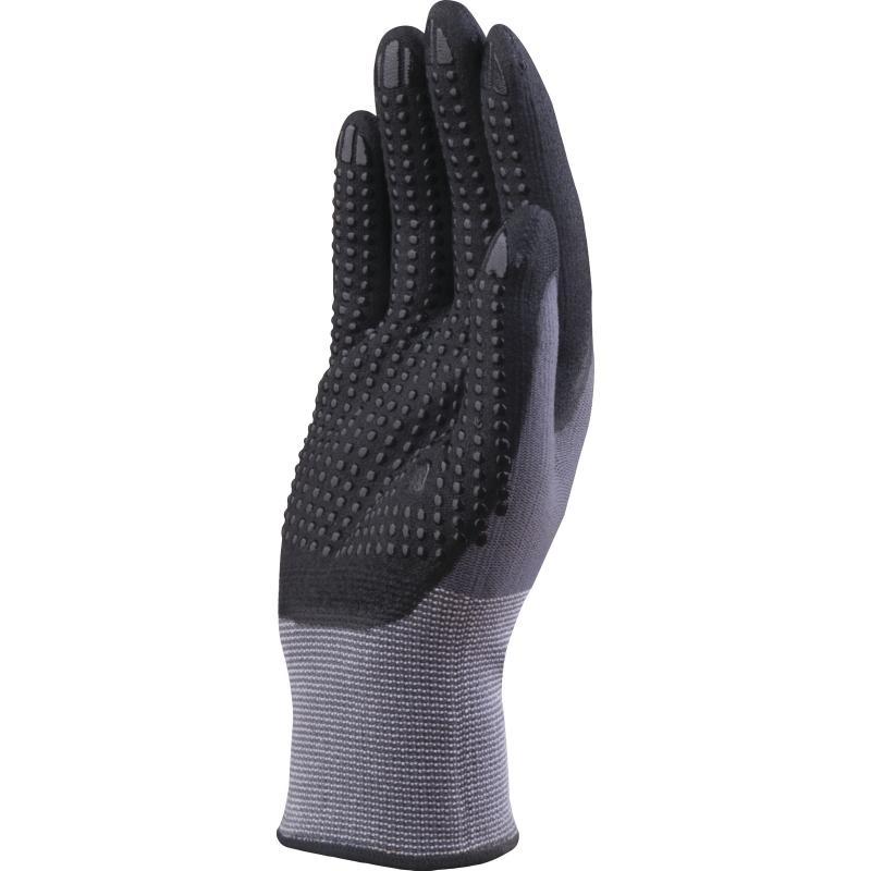 Gants de manutention tricot polyamide spandex - paume nitrile/polyuréthane + picots - VE727_0