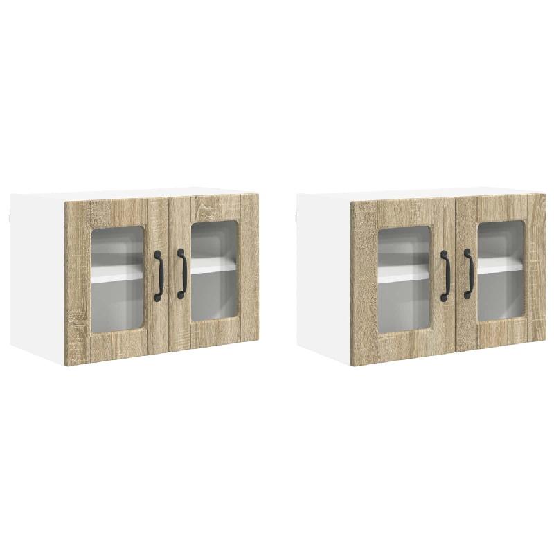 Helloshop26 - Lot de 2 armoires murales de cuisine modernes avec 4 étagères 60 x 31 x 40 cm en bois d'ingénierie chêne sonoma 02_0054314 - Bois ma_0