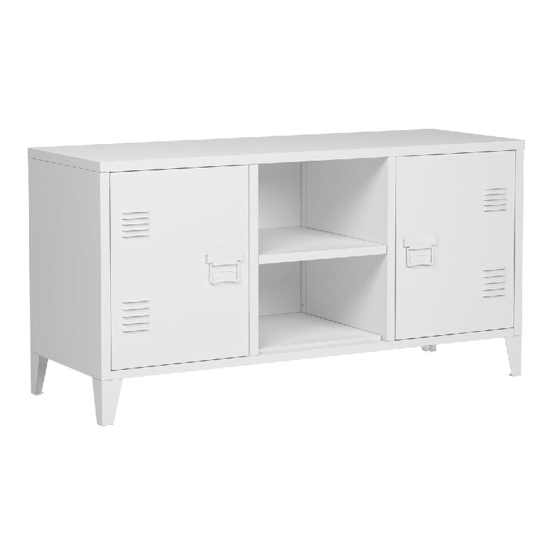Helloshop26 - Meuble TV support télévision salon étagère avec 2 portes 58 x 113 x 40 cm blanc 03_0010067 - 3000225018757_0