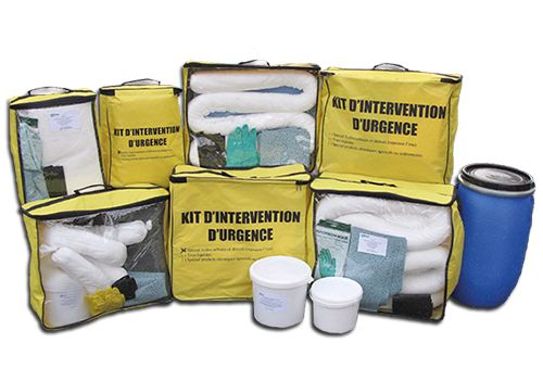 Kit d'intervention d'urgence antipollution - capacités de 10 à 1000 litres - conditionnements variés_0