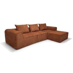 Now's Home - Canape D'angle Compresse Velours Cotele Curcuma 270x170x58cm Cocoon - 3256390252353_0