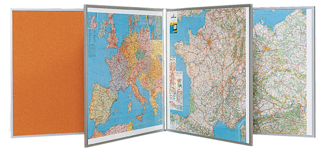 Panneaux pivotants muraux en aluminium - Jusqu'à 6 cadres et 12 faces visibles - Compatible avec cartes géographiques, tableaux et plannings_0