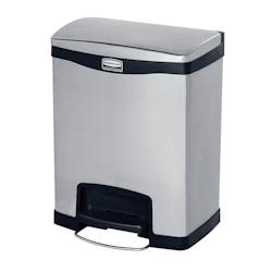 Rubbermaid Collecteur de déchets à pédale Slim Jim® en acier inoxydable, version large de 30L - Noir - argenté inox 76224627_0