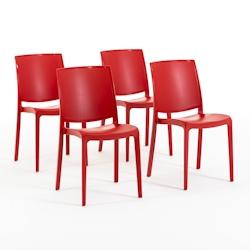 RATTATAN Set 4 Chaises en polypropylène avec fibre de verre empilables pour extérieur et jardin, bar et restaurant, cuisine design moderne - CARMEN_0