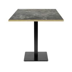 Restootab - Table 70x70cm - modèle Milan pierre métallisée chants laiton - gris fonte 3760371511389_0