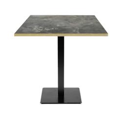 Restootab - Table 70x70cm - modèle Milan pierre métallisée chants laiton - gris TB-MIL-7070M-P.METAL-LAI_0
