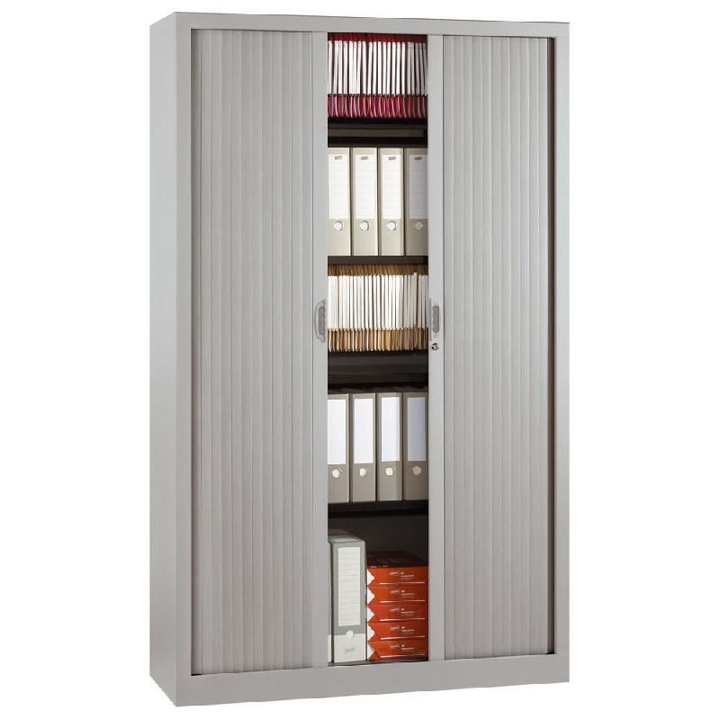 STAPLES ARMOIRE À RIDEAUX STAPLES NF ENVIRONNEMENT - H.198 X L.120 CM - CORPS GRIS - RIDEAUX GRIS