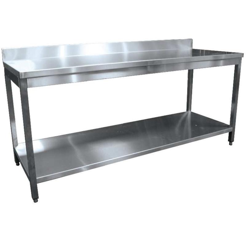 Table démontable centrale 600 x 600 - dessus inox AISI 304 - étagère inox intégrée_0