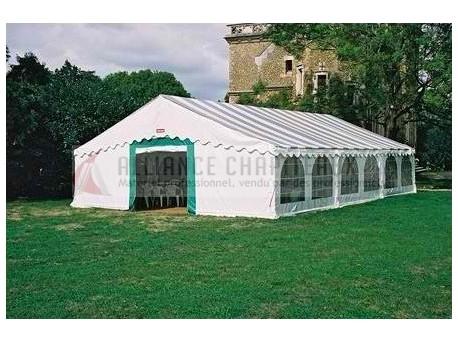 Tente de stockage fermée complète - structure fixe en acier galvanisé - couverture unie - ancrage au sol avec platine - dimensions 12 x 8 x 3.72 m_0