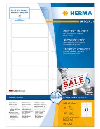 Étiquettes amovibles A4 - 88,9 x 33,8 mm - Référence 10303 - Technologie Movables® - 1600 étiquettes_0