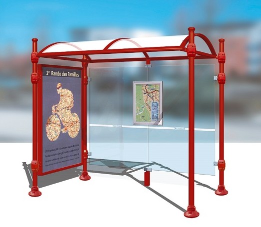 Abri bus Neste - structure en aluminium - bardage en verre sécurit - banquette incluse - 250 cm_0